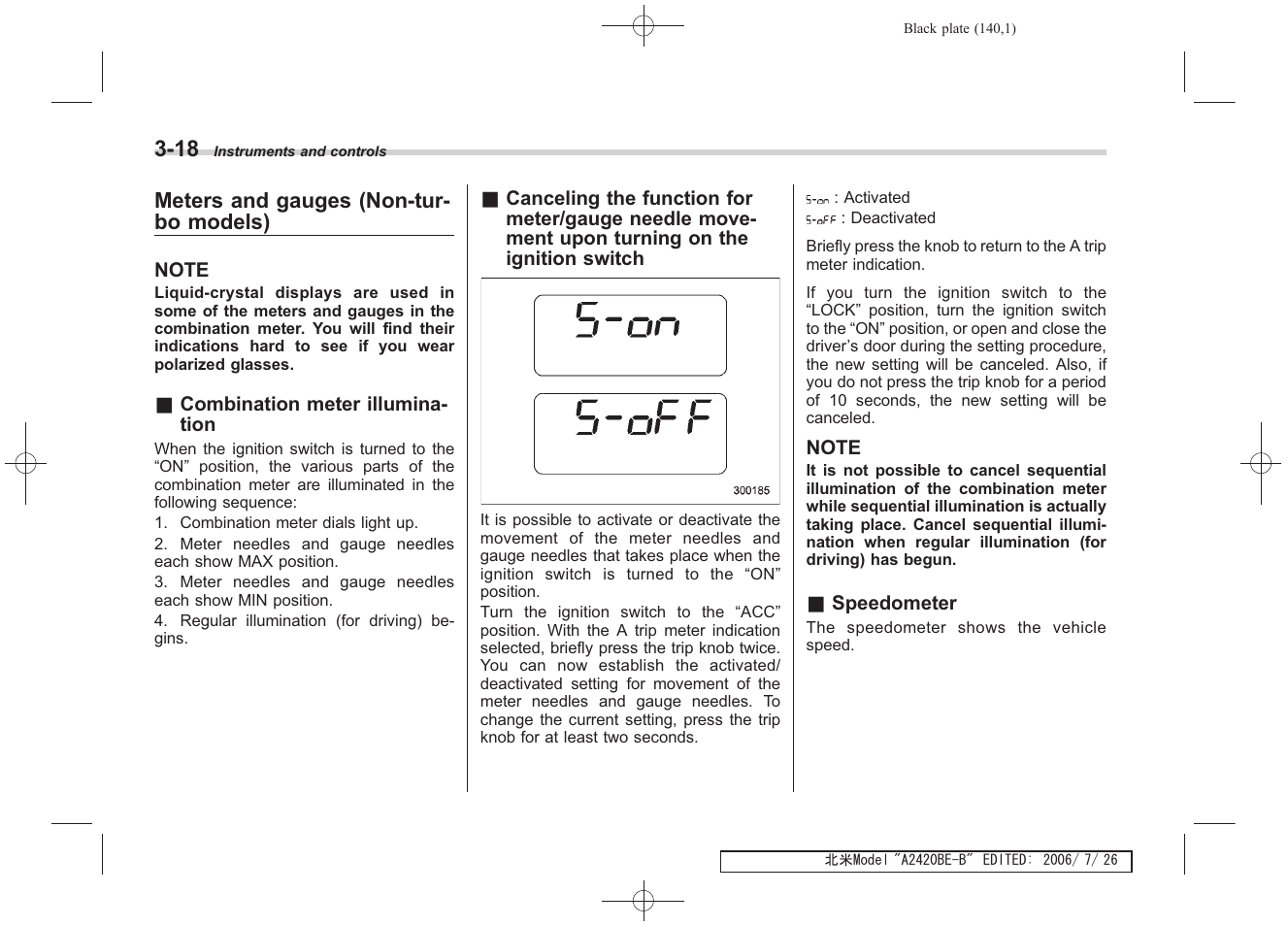 Meters and gauges (non-tur- bo models) | Subaru 2007 Legacy User Manual | Page 139 / 442