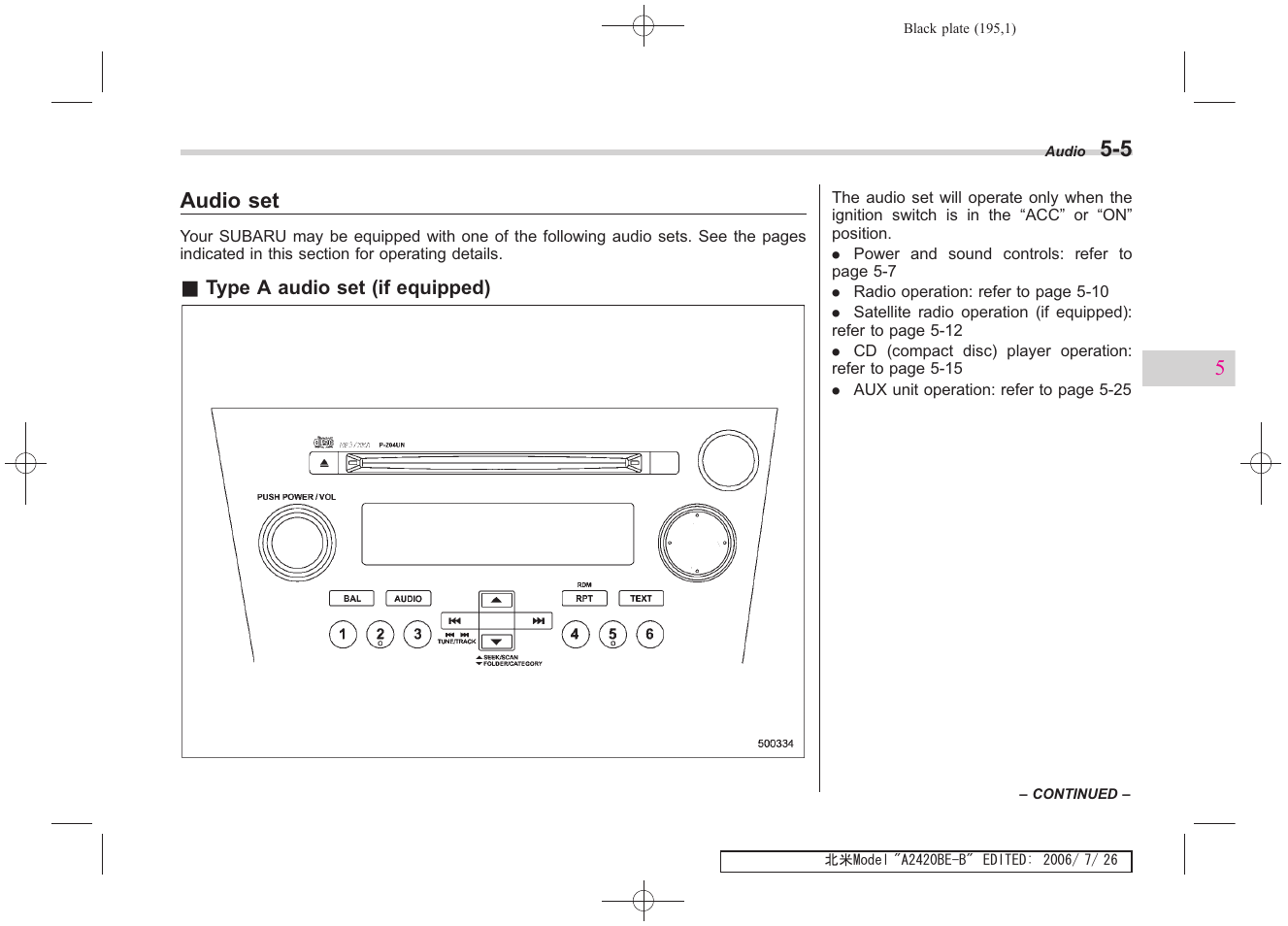 Audio set | Subaru 2007 Legacy User Manual | Page 192 / 442