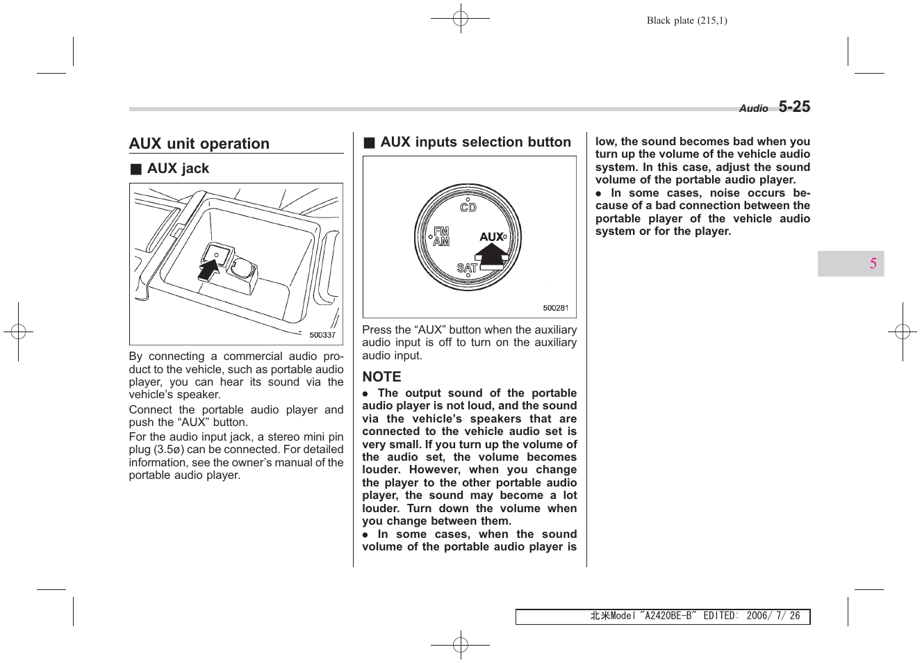Aux unit operation | Subaru 2007 Legacy User Manual | Page 212 / 442