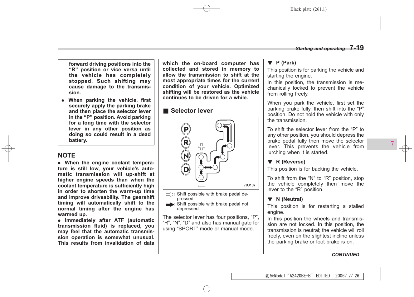 Subaru 2007 Legacy User Manual | Page 256 / 442