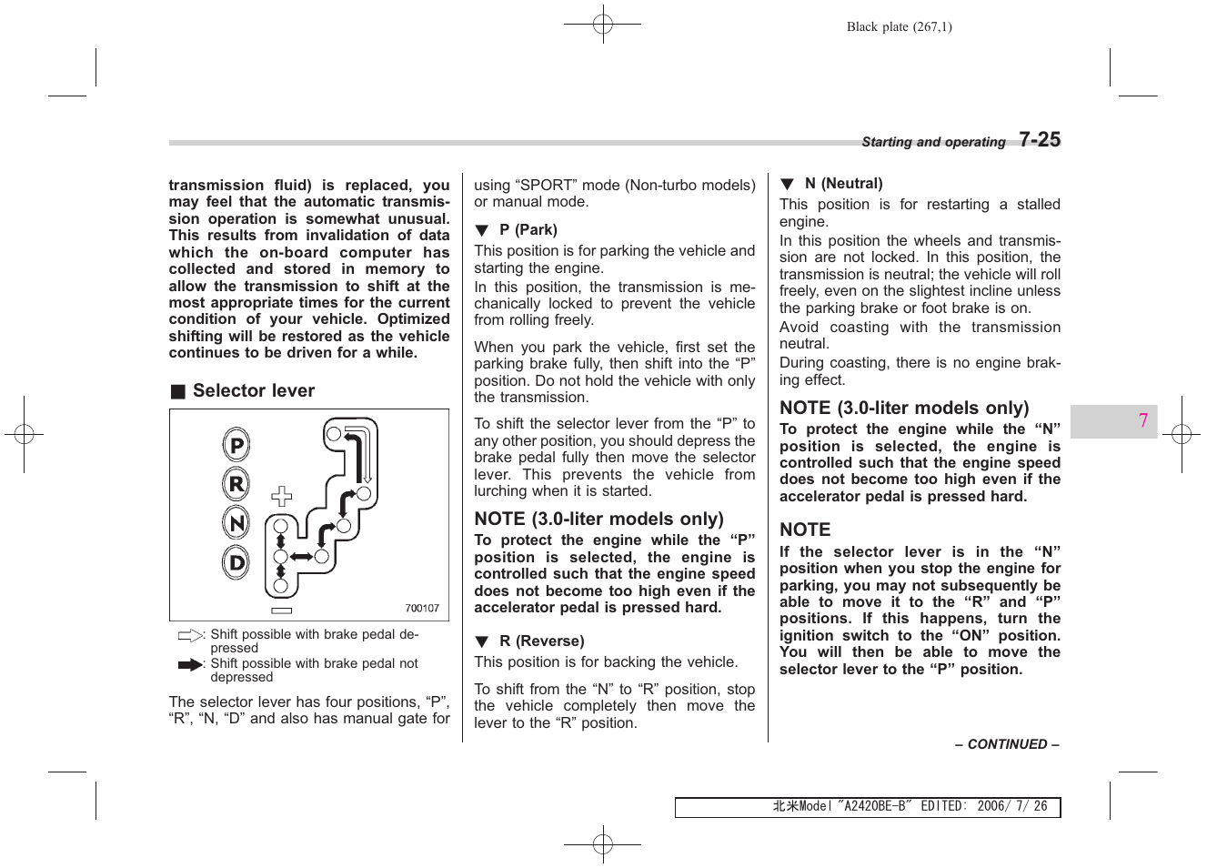 Subaru 2007 Legacy User Manual | Page 262 / 442