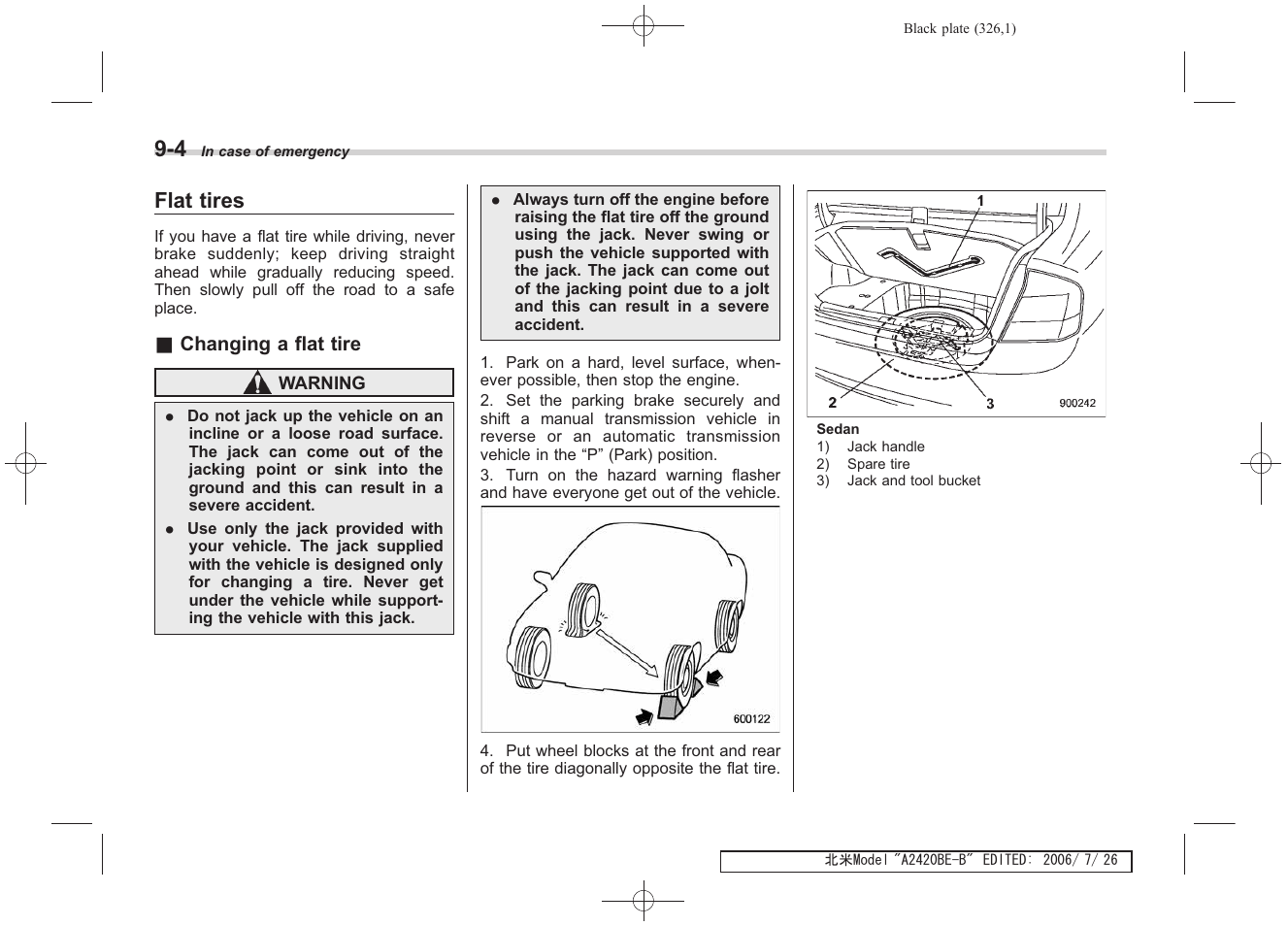 Flat tires | Subaru 2007 Legacy User Manual | Page 321 / 442