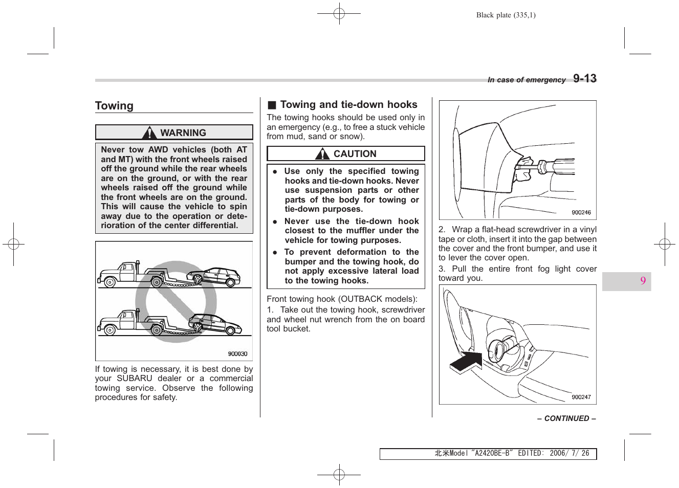 Towing | Subaru 2007 Legacy User Manual | Page 330 / 442
