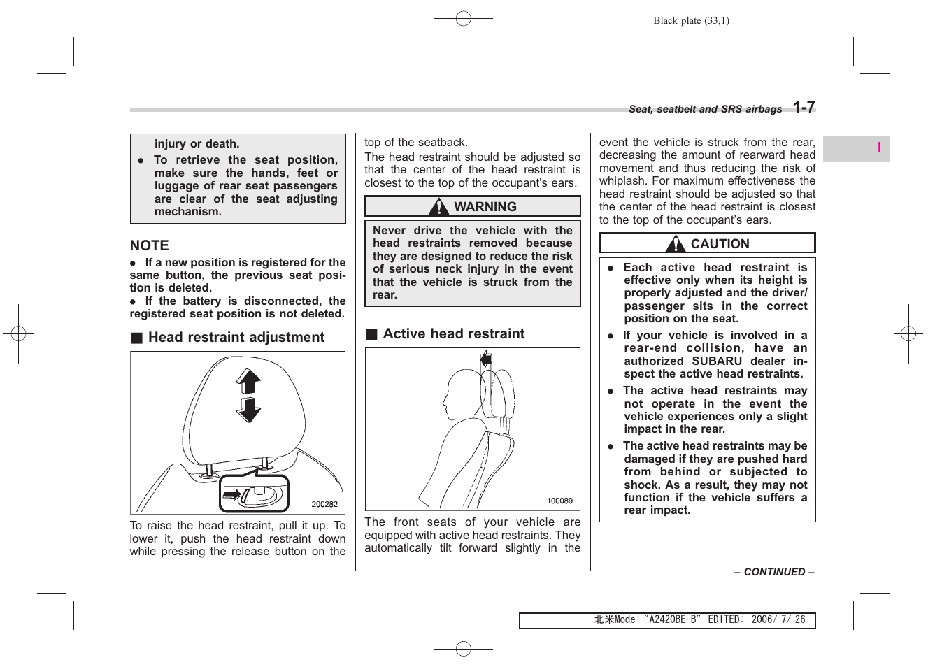 Subaru 2007 Legacy User Manual | Page 34 / 442