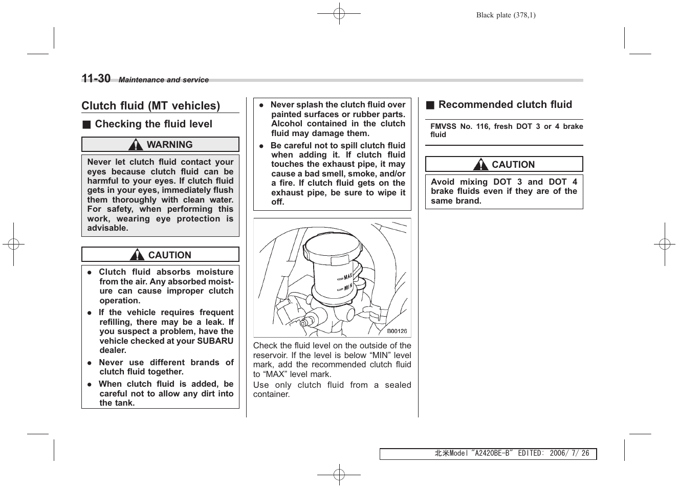 Clutch fluid (mt vehicles) | Subaru 2007 Legacy User Manual | Page 373 / 442