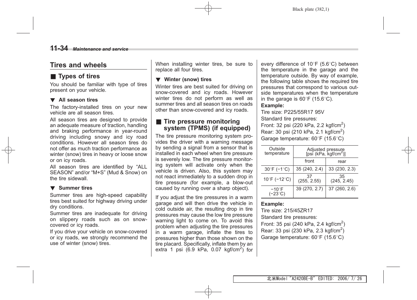 Tires and wheels | Subaru 2007 Legacy User Manual | Page 377 / 442