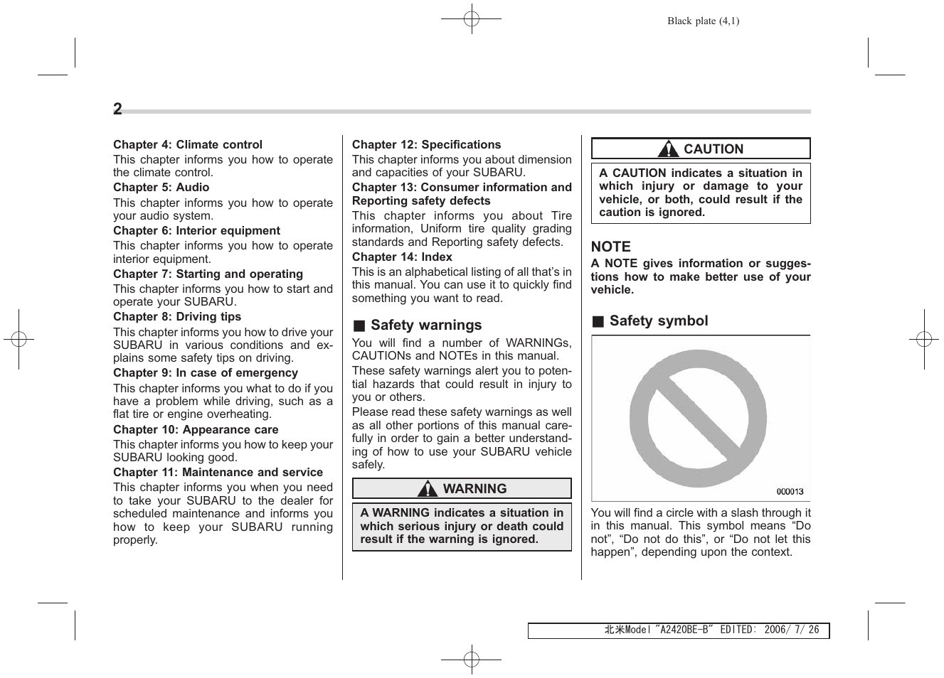 Subaru 2007 Legacy User Manual | Page 5 / 442