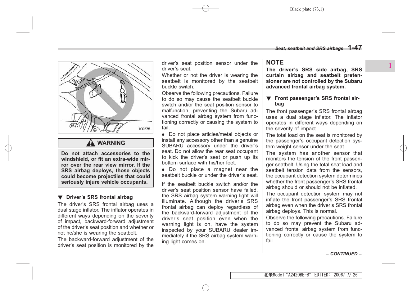 Subaru 2007 Legacy User Manual | Page 74 / 442