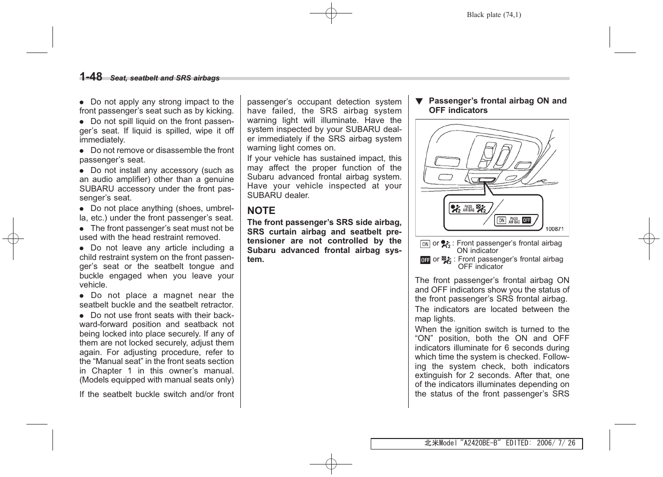 Subaru 2007 Legacy User Manual | Page 75 / 442