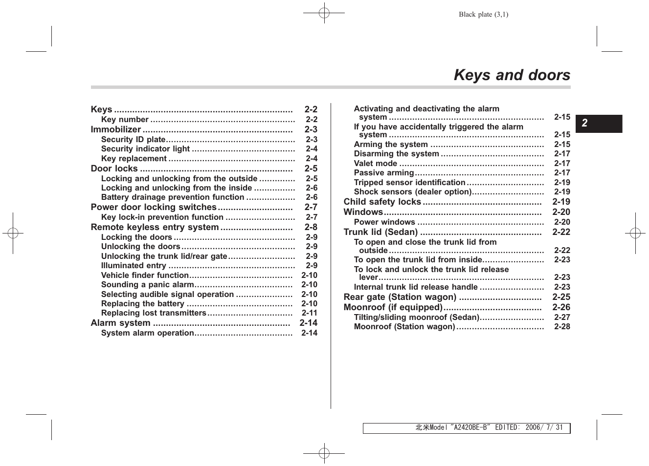 Msa5m0704a_9, Keys and doors | Subaru 2007 Legacy User Manual | Page 92 / 442