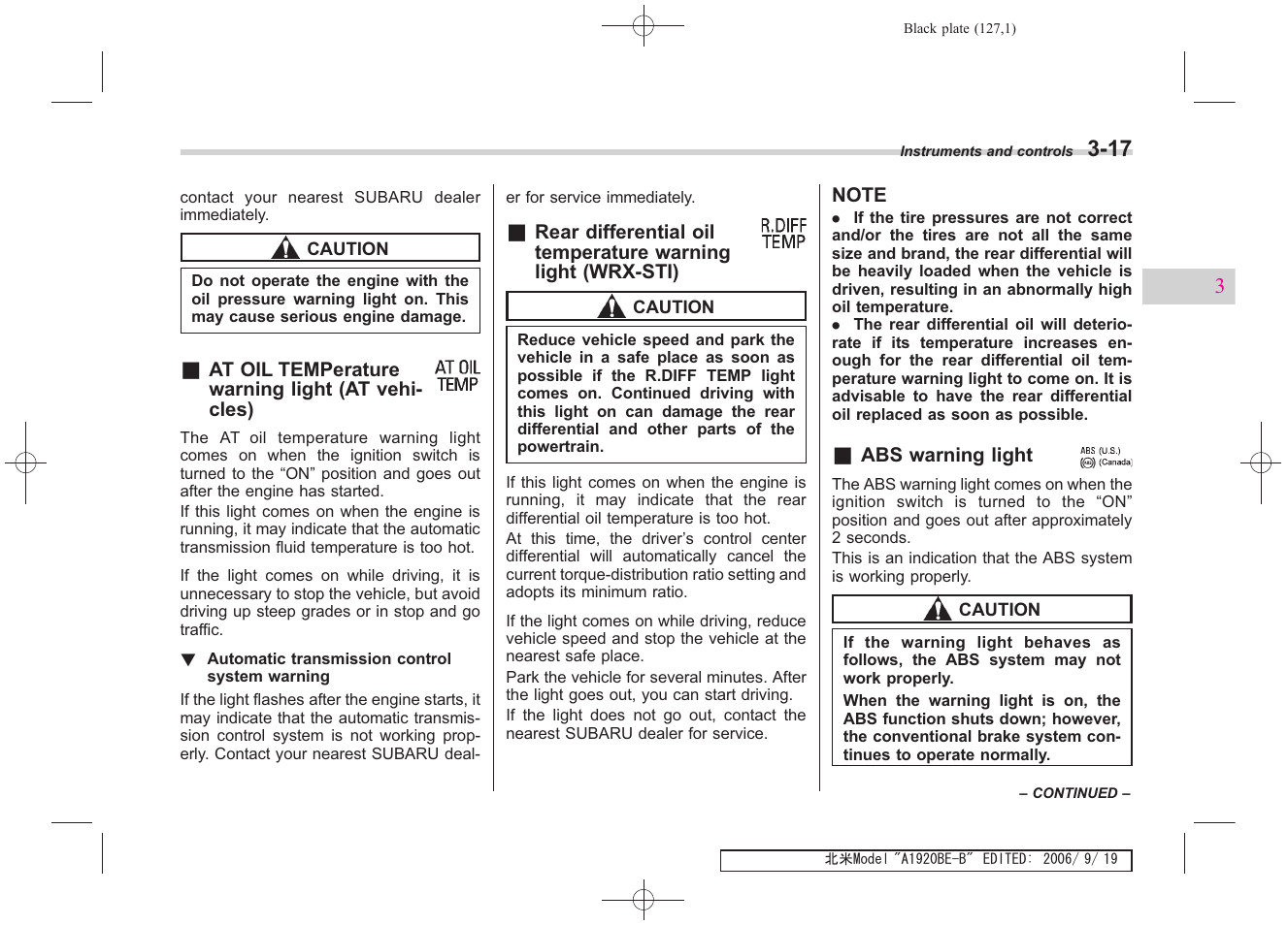 Subaru 2007 Impreza WRX User Manual | Page 126 / 364