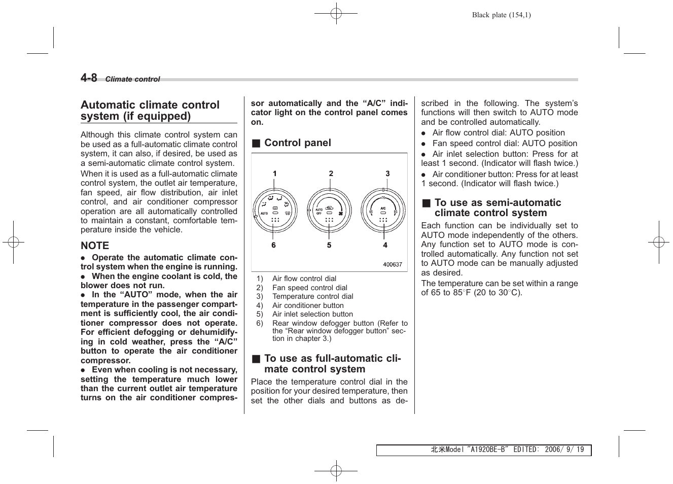 Automatic climate control system (if equipped) | Subaru 2007 Impreza WRX User Manual | Page 152 / 364