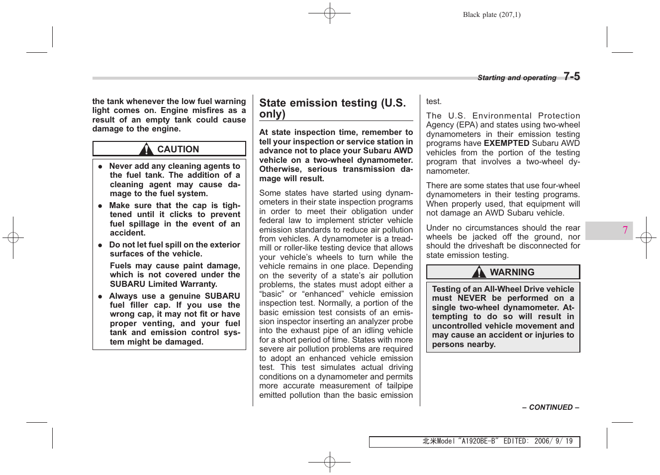 State emission testing (u.s. only) | Subaru 2007 Impreza WRX User Manual | Page 202 / 364