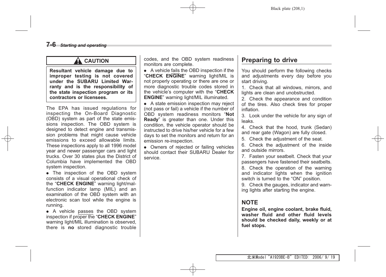 Preparing to drive | Subaru 2007 Impreza WRX User Manual | Page 203 / 364