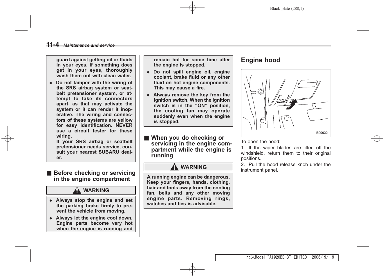 Engine hood | Subaru 2007 Impreza WRX User Manual | Page 280 / 364