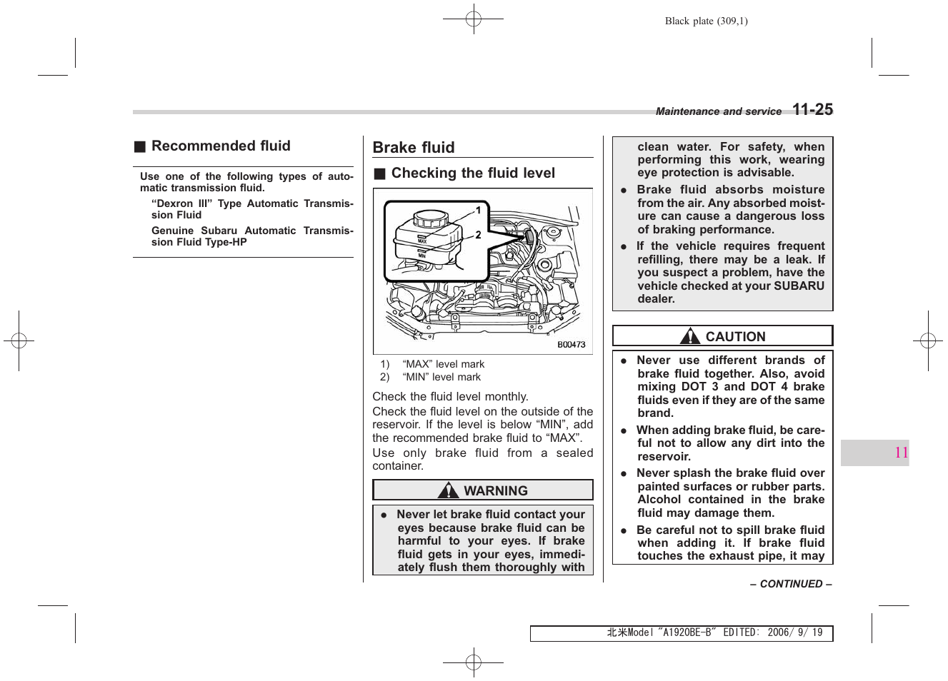 Brake fluid | Subaru 2007 Impreza WRX User Manual | Page 301 / 364