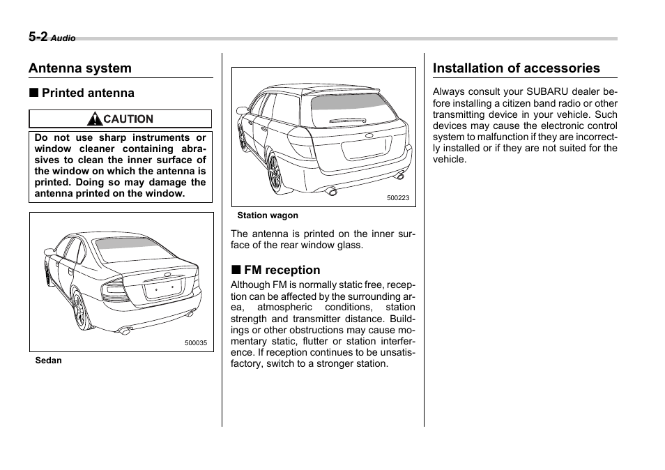 Antenna system, Installation of accessories | Subaru 2006 Legacy User Manual | Page 175 / 425