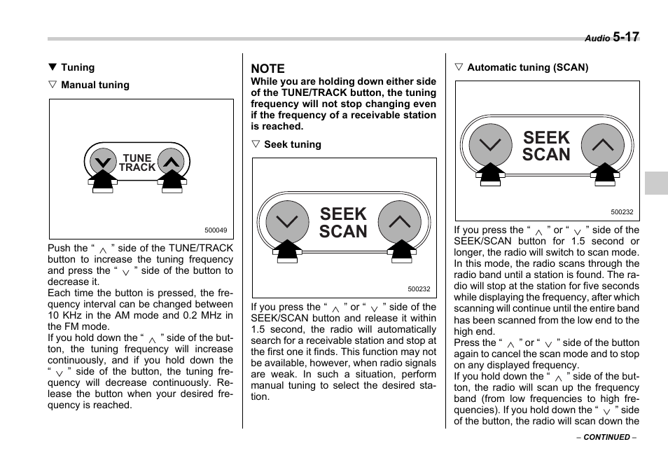 Seek scan | Subaru 2006 Legacy User Manual | Page 190 / 425