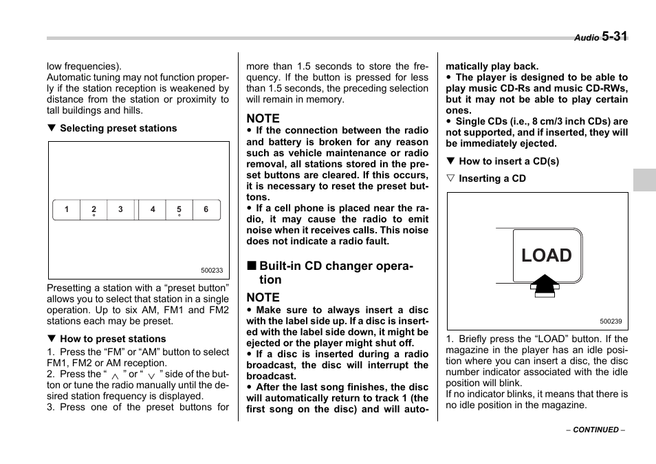 Load | Subaru 2006 Legacy User Manual | Page 204 / 425