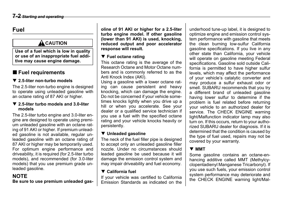 Fuel | Subaru 2006 Legacy User Manual | Page 241 / 425