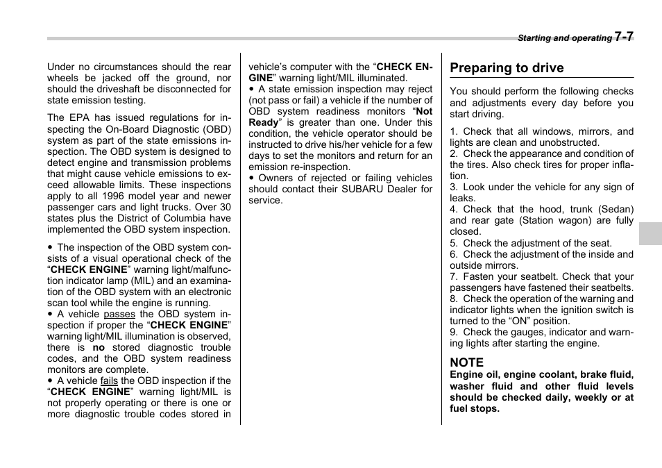 Preparing to drive | Subaru 2006 Legacy User Manual | Page 246 / 425