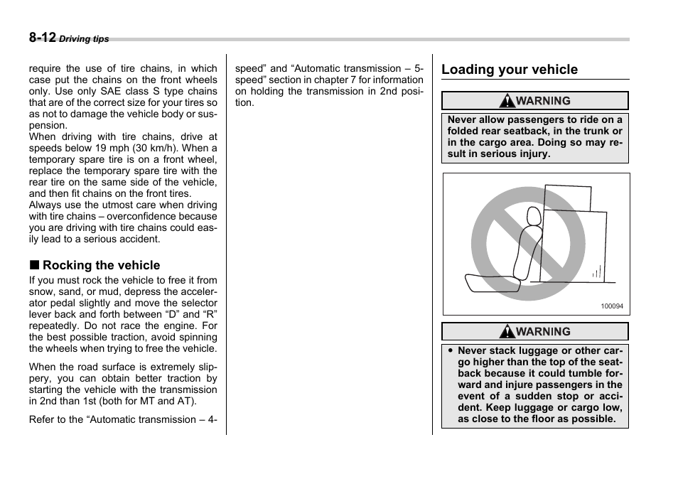 Loading your vehicle | Subaru 2006 Legacy User Manual | Page 291 / 425