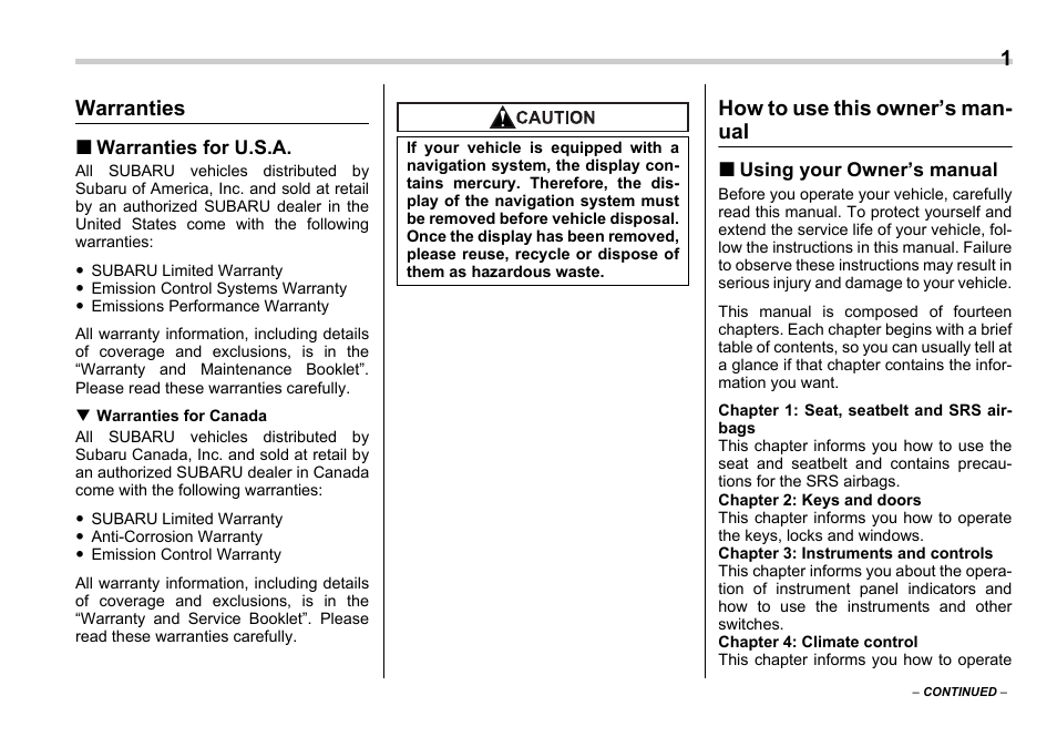 Msa5m0604a_3, Warranties, How to use this owner’s man- ual | Subaru 2006 Legacy User Manual | Page 4 / 425