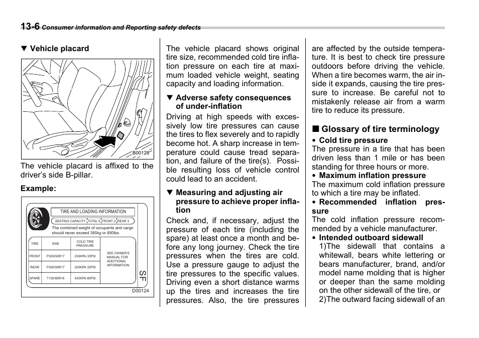 Glossary of tire terminology | Subaru 2006 Legacy User Manual | Page 405 / 425