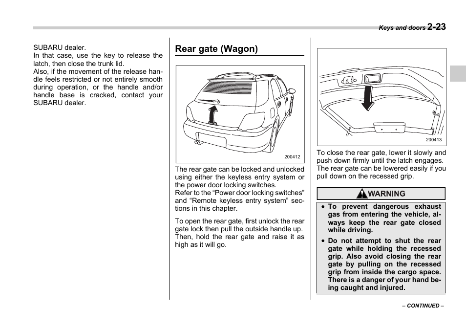 Rear gate (wagon) | Subaru 2006 Impreza WRX User Manual | Page 110 / 365