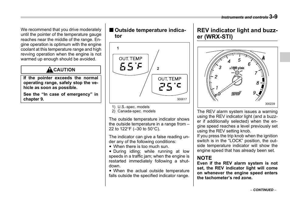 Rev indicator light and buzz- er (wrx-sti) | Subaru 2006 Impreza WRX User Manual | Page 122 / 365