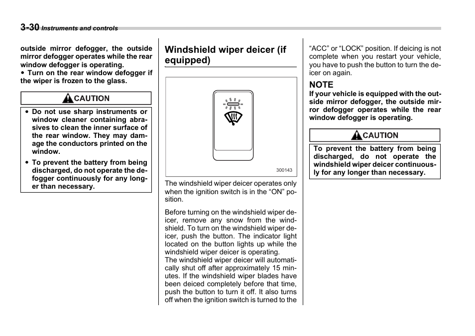 Windshield wiper deicer (if equipped) | Subaru 2006 Impreza WRX User Manual | Page 143 / 365