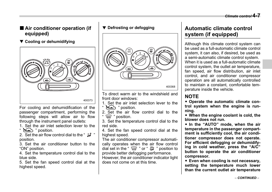 Automatic climate control system (if equipped) | Subaru 2006 Impreza WRX User Manual | Page 156 / 365