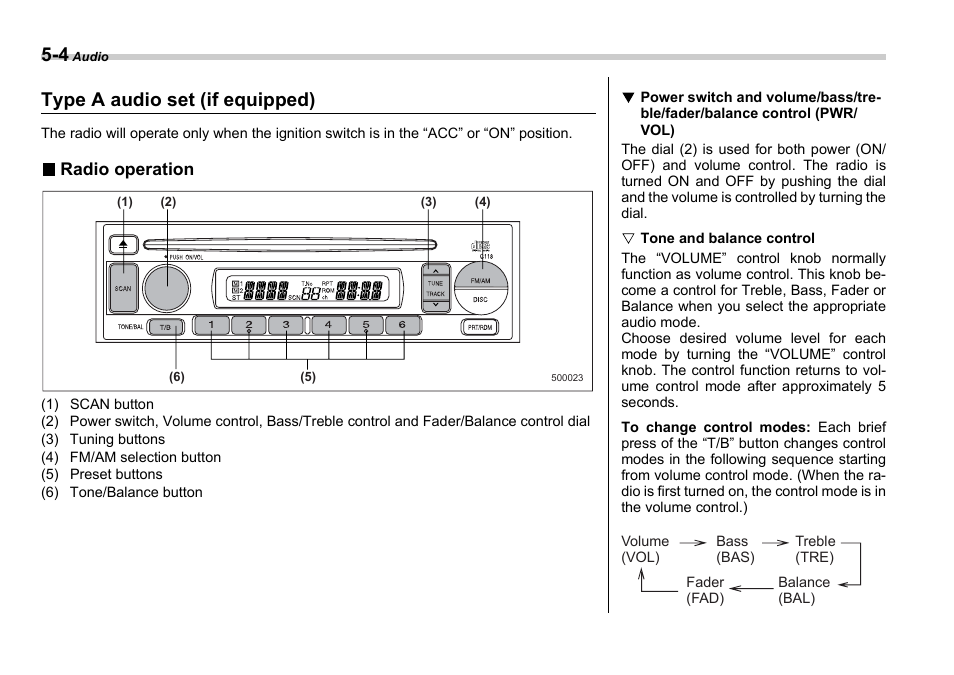 Type a audio set (if equipped) | Subaru 2006 Impreza WRX User Manual | Page 167 / 365