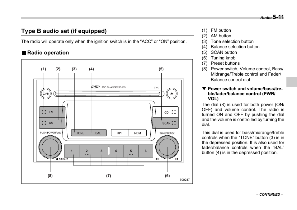 Type b audio set (if equipped) | Subaru 2006 Impreza WRX User Manual | Page 174 / 365