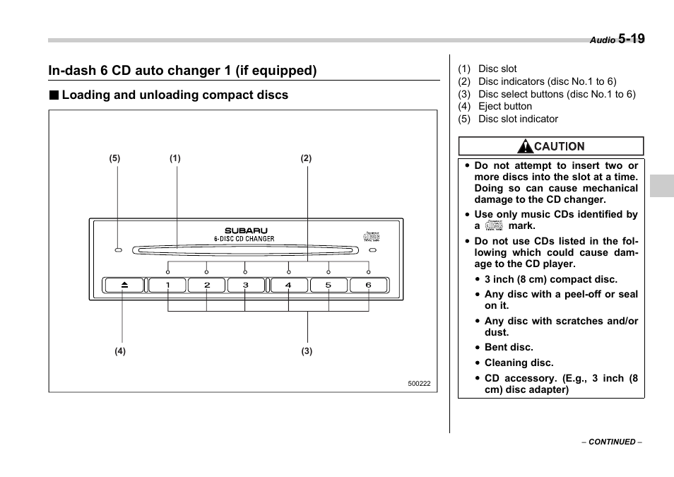 In-dash 6 cd auto changer 1 (if equipped) | Subaru 2006 Impreza WRX User Manual | Page 182 / 365