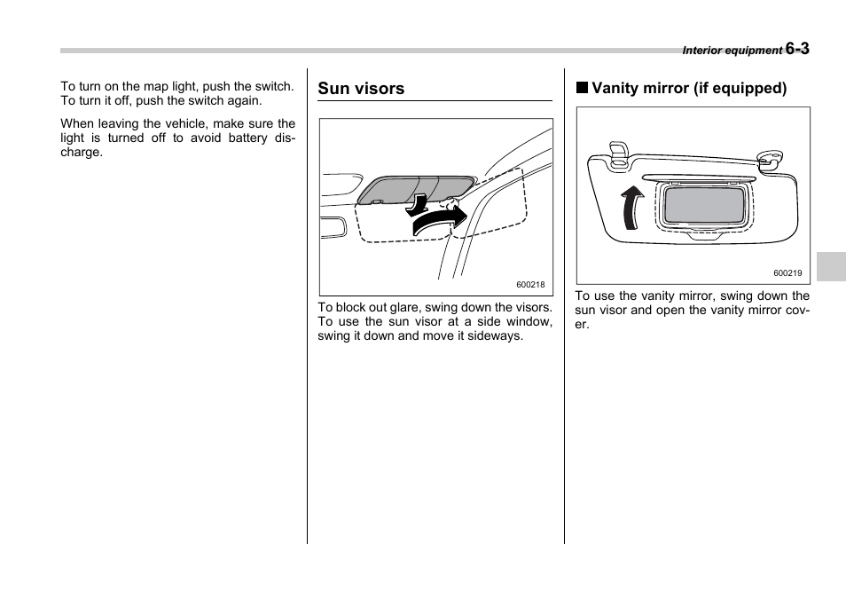 Sun visors | Subaru 2006 Impreza WRX User Manual | Page 188 / 365