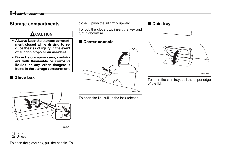 Storage compartments | Subaru 2006 Impreza WRX User Manual | Page 189 / 365