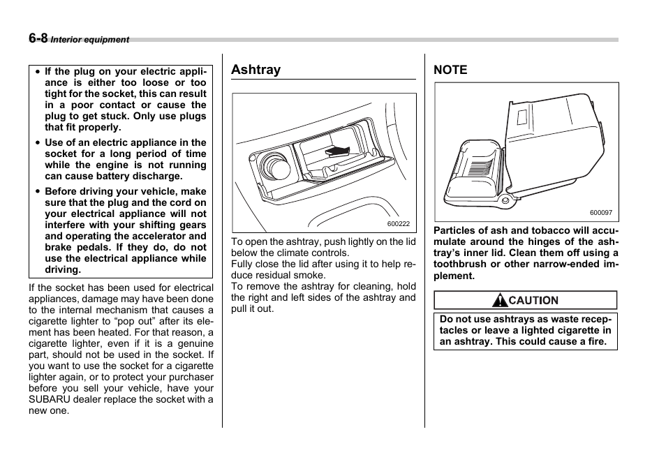 Ashtray | Subaru 2006 Impreza WRX User Manual | Page 193 / 365