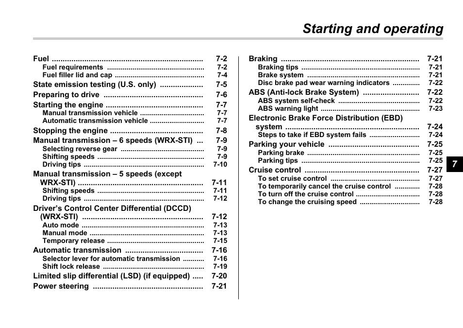 Msa5m0601astis_14, Starting and operating | Subaru 2006 Impreza WRX User Manual | Page 198 / 365