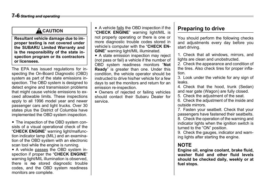 Preparing to drive | Subaru 2006 Impreza WRX User Manual | Page 203 / 365