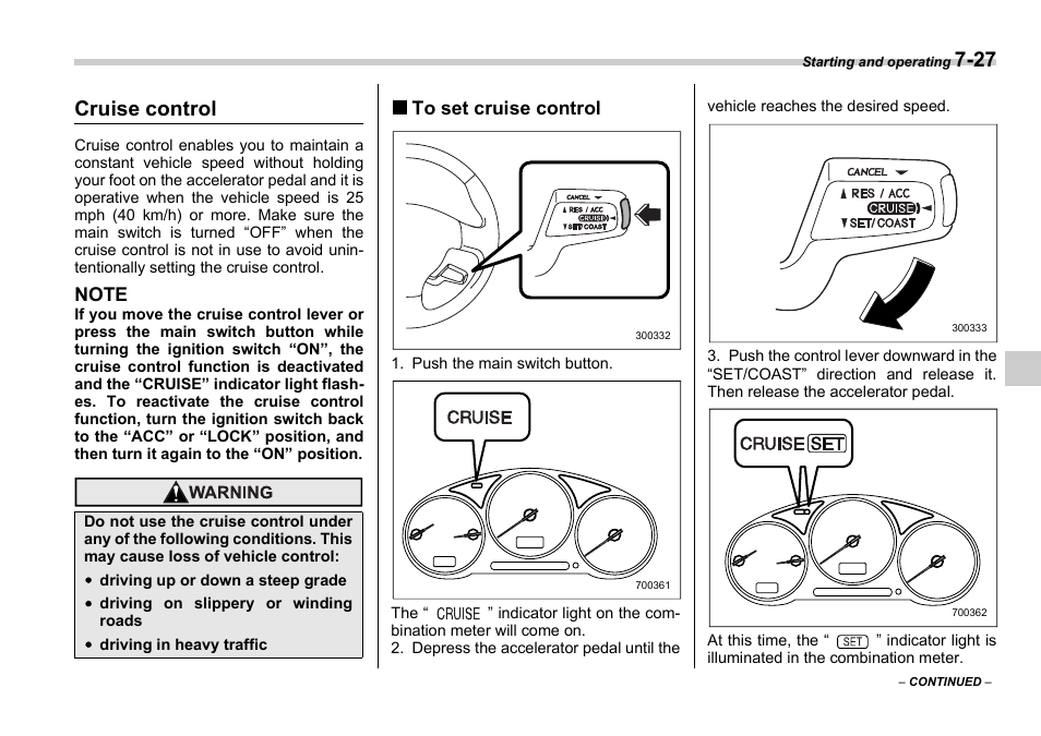 Cruise control | Subaru 2006 Impreza WRX User Manual | Page 224 / 365