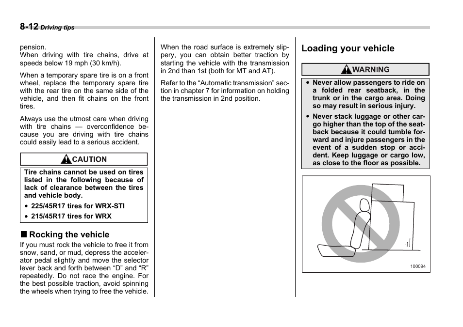 Loading your vehicle | Subaru 2006 Impreza WRX User Manual | Page 239 / 365