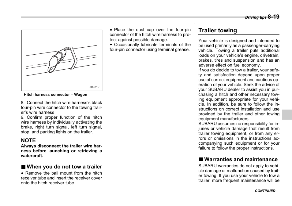 Trailer towing | Subaru 2006 Impreza WRX User Manual | Page 246 / 365