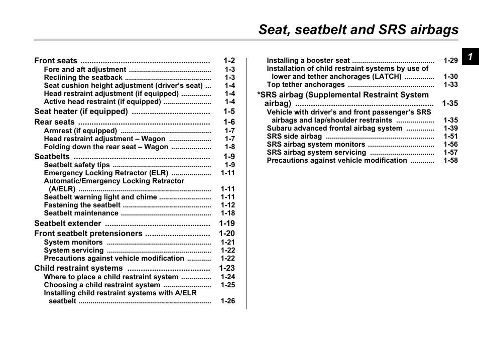 Msa5m0601astis_8, Seat, seatbelt and srs airbags | Subaru 2006 Impreza WRX User Manual | Page 28 / 365