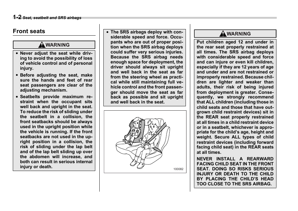 Front seats | Subaru 2006 Impreza WRX User Manual | Page 29 / 365