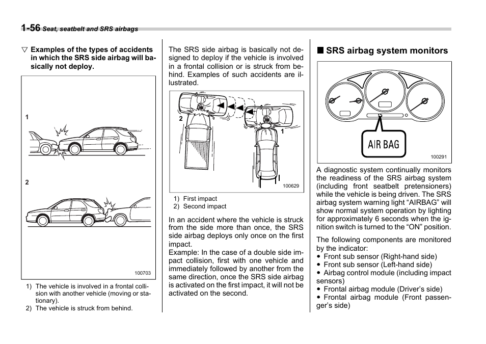 Srs airbag system monitors | Subaru 2006 Impreza WRX User Manual | Page 83 / 365