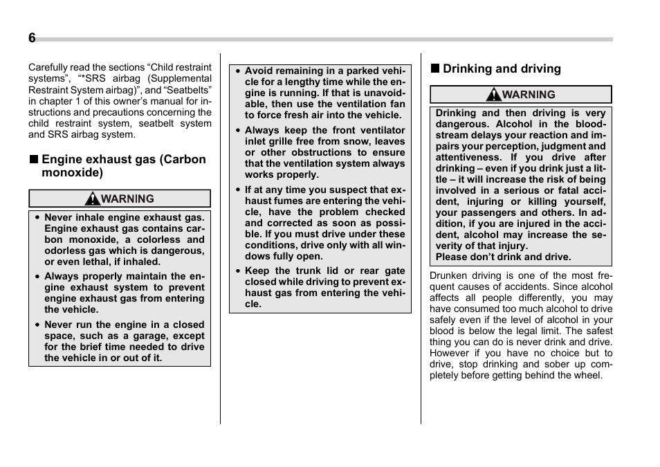 Subaru 2006 Impreza WRX User Manual | Page 9 / 365