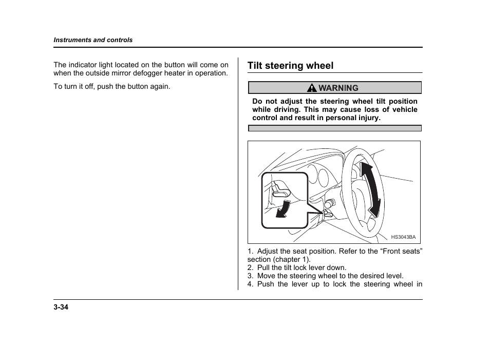 Tilt steering wheel | Subaru 2006 Baja User Manual | Page 161 / 487