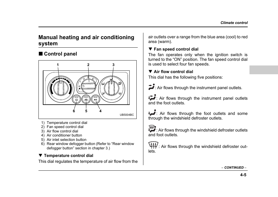 Manual heating and air conditioning system | Subaru 2006 Baja User Manual | Page 168 / 487