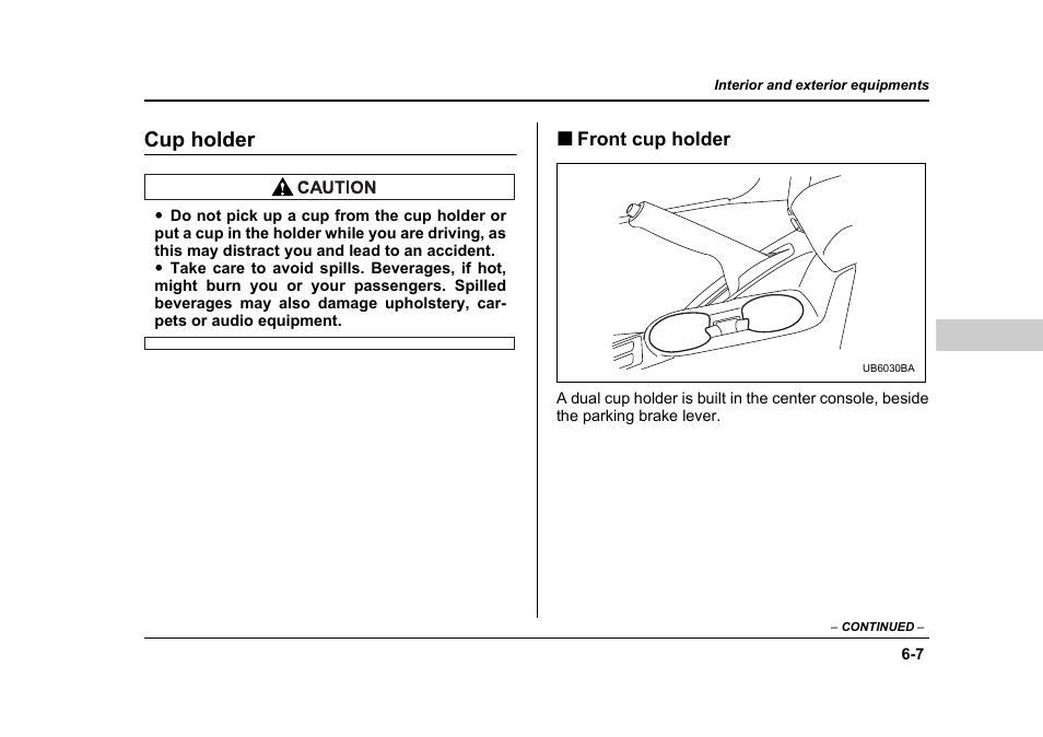 Cup holder | Subaru 2006 Baja User Manual | Page 216 / 487